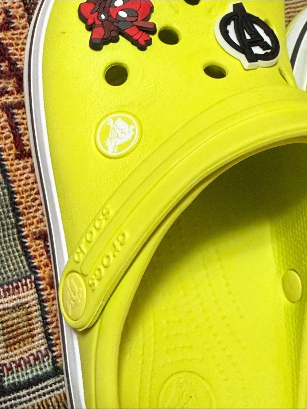 CROCS Kids Neon Yellow Slip-On Clog with Charms